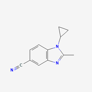 molecular formula C12H11N3 B1451698 1-Cyclopropyl-2-methyl-1,3-benzodiazole-5-carbonitrile CAS No. 1119505-56-4