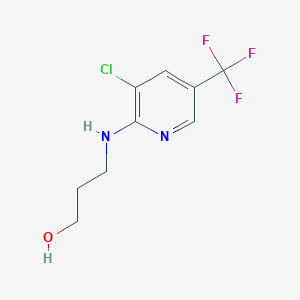 molecular formula C9H10ClF3N2O B1451711 3-((3-Chloro-5-(trifluoromethyl)pyridin-2-yl)amino)propan-1-ol CAS No. 1040006-07-2