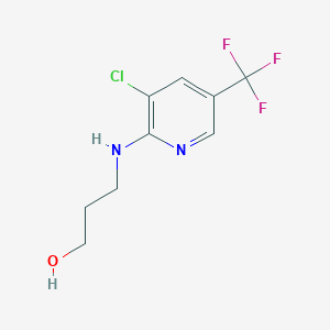 molecular formula C9H10ClF3N2O B1451711 3-{[3-Chloro-5-(trifluoromethyl)-2-pyridinyl]-amino}-1-propanol CAS No. 1040006-07-2