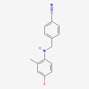 molecular formula C15H13FN2 B1451716 4-{[(4-Fluoro-2-methylphenyl)amino]methyl}benzonitrile CAS No. 1021080-21-6