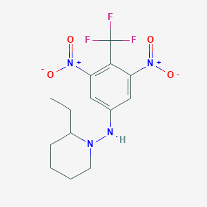 molecular formula C14H17F3N4O4 B14517184 N-[3,5-Dinitro-4-(trifluoromethyl)phenyl]-2-ethylpiperidin-1-amine CAS No. 62564-40-3