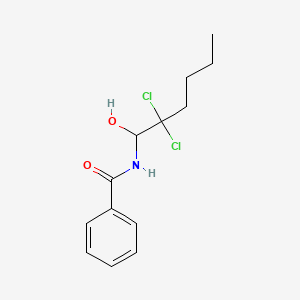 molecular formula C13H17Cl2NO2 B14517202 N-(2,2-Dichloro-1-hydroxyhexyl)benzamide CAS No. 62998-58-7
