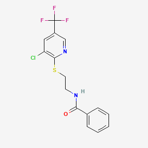 molecular formula C15H12ClF3N2OS B1451776 N-(2-{[3-chloro-5-(trifluoromethyl)pyridin-2-yl]sulfanyl}ethyl)benzamide CAS No. 1043330-64-8