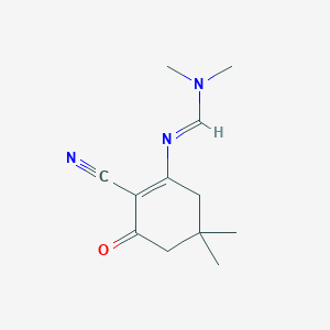 molecular formula C12H17N3O B1451820 N'-(2-cyano-5,5-dimethyl-3-oxocyclohex-1-en-1-yl)-N,N-dimethylimidoformamide CAS No. 418809-57-1