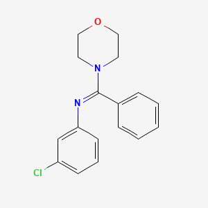molecular formula C17H17ClN2O B14518526 Morpholine, 4-[[(3-chlorophenyl)imino]phenylmethyl]- CAS No. 62718-45-0
