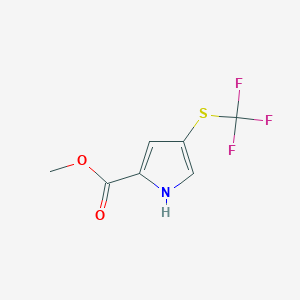 molecular formula C7H6F3NO2S B14519005 Methyl 4-[(trifluoromethyl)sulfanyl]-1H-pyrrole-2-carboxylate CAS No. 62541-34-8