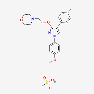 molecular formula C24H31N3O6S B14519045 Morpholine, 4-(2-((1-(4-methoxyphenyl)-4-(4-methylphenyl)-1H-pyrazol-3-yl)oxy)ethyl)-, monomethanesulfonate CAS No. 62832-16-0