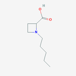 molecular formula C9H17NO2 B14519230 2-Azetidinecarboxylic acid, 1-pentyl- CAS No. 62664-94-2