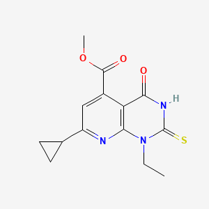 molecular formula C14H15N3O3S B1451939 Methyl 7-cyclopropyl-1-ethyl-2-mercapto-4-oxo-1,4-dihydropyrido[2,3-d]pyrimidine-5-carboxylate CAS No. 933949-39-4