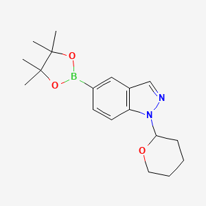 molecular formula C18H25BN2O3 B1451962 1-(Tetrahydro-2H-pyran-2-yl)-5-(4,4,5,5-tetramethyl-1,3,2-dioxaborolan-2-yl)-1H-indazole CAS No. 1082525-64-1