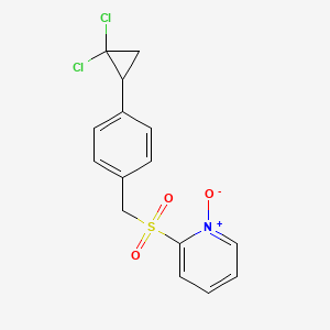 molecular formula C15H13Cl2NO3S B14519624 Pyridine, 2-[[[4-(2,2-dichlorocyclopropyl)phenyl]methyl]sulfonyl]-, 1-oxide CAS No. 62382-14-3