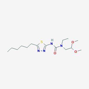 molecular formula C15H28N4O3S B14519643 N-(2,2-Dimethoxyethyl)-N-ethyl-N'-(5-hexyl-1,3,4-thiadiazol-2-yl)urea CAS No. 62773-82-4