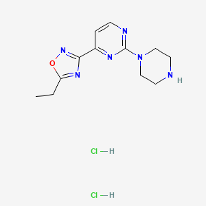 molecular formula C12H18Cl2N6O B1451969 4-(5-Ethyl-1,2,4-oxadiazol-3-yl)-2-piperazin-1-ylpyrimidine dihydrochloride CAS No. 1177092-99-7
