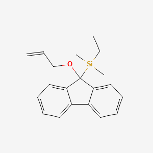 molecular formula C20H24OSi B14519703 Ethyl(dimethyl){9-[(prop-2-en-1-yl)oxy]-9H-fluoren-9-yl}silane CAS No. 62654-67-5