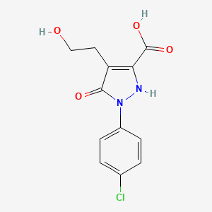 molecular formula C12H11ClN2O4 B1451980 1-(4-chlorophenyl)-4-(2-hydroxyethyl)-5-oxo-2,5-dihydro-1H-pyrazole-3-carboxylic acid CAS No. 1210492-11-7