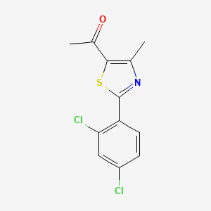 molecular formula C12H9Cl2NOS B1451986 1-[2-(2,4-Dichlorophenyl)-4-methyl-1,3-thiazol-5-yl]-1-ethanone CAS No. 1211847-16-3