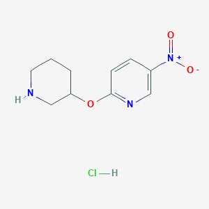 molecular formula C10H14ClN3O3 B1452007 5-Nitro-2-(3-piperidinyloxy)pyridine hydrochloride CAS No. 1185312-46-2