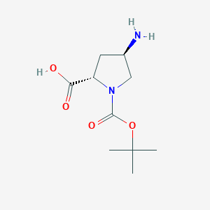 molecular formula C10H18N2O4 B145201 (2S,4R)-1-Boc-4-amino-pyrrolidine-2-carboxylic acid CAS No. 132622-69-6