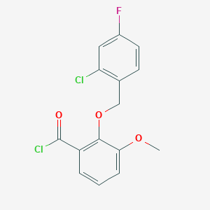 molecular formula C15H11Cl2FO3 B1452029 2-[(2-Chloro-4-fluorobenzyl)oxy]-3-methoxybenzoyl chloride CAS No. 1160250-66-7