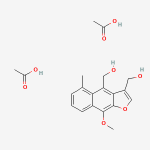 molecular formula C20H24O8 B14520426 Acetic acid;[4-(hydroxymethyl)-9-methoxy-5-methylbenzo[f][1]benzofuran-3-yl]methanol CAS No. 62706-52-9