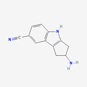 molecular formula C12H11N3 B1452049 2-Amino-1,2,3,4-tetrahydrocyclopenta[b]indole-7-carbonitrile CAS No. 1029691-09-5