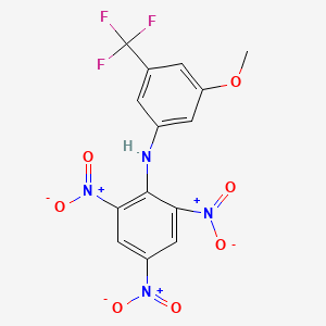 molecular formula C14H9F3N4O7 B14520648 N-[3-Methoxy-5-(trifluoromethyl)phenyl]-2,4,6-trinitroaniline CAS No. 62606-09-1