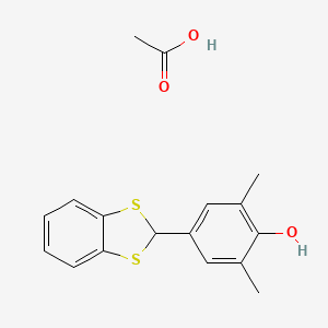 molecular formula C17H18O3S2 B14520873 Acetic acid;4-(1,3-benzodithiol-2-yl)-2,6-dimethylphenol CAS No. 62432-89-7