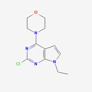 molecular formula C12H15ClN4O B1452089 4-(2-Chloro-7-ethyl-7H-pyrrolo[2,3-d]pyrimidin-4-yl)morpholine CAS No. 1221688-88-5