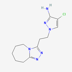 molecular formula C12H17ClN6 B1452097 4-chloro-1-[2-(6,7,8,9-tetrahydro-5H-[1,2,4]triazolo[4,3-a]azepin-3-yl)ethyl]-1H-pyrazol-3-amine CAS No. 1174855-08-3