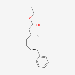 molecular formula C18H24O2 B14521360 Ethyl (5-phenylcyclooct-4-en-1-yl)acetate CAS No. 62702-27-6