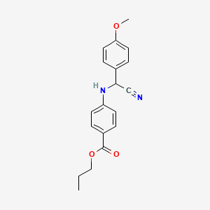 molecular formula C19H20N2O3 B14521378 Propyl 4-{[cyano(4-methoxyphenyl)methyl]amino}benzoate CAS No. 62659-25-0