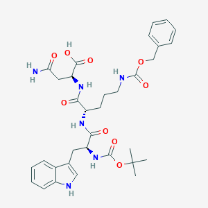 molecular formula C33H42N6O9 B145214 tert-Butyloxycarbonyl-tryptophyl-benzyloxycarbonyl-ornithyl-aspartamide CAS No. 129594-05-4