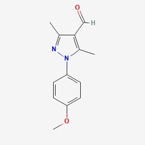 molecular formula C13H14N2O2 B1452151 1-(4-Methoxyphenyl)-3,5-dimethylpyrazole-4-carbaldehyde CAS No. 1177195-12-8