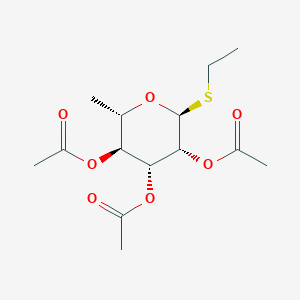 molecular formula C14H22O7S B145219 Ethyl 6-deoxy-1-thio-2,3,4-tri-O-acetyl-alpha-L-mannopyranoside CAS No. 125520-01-6