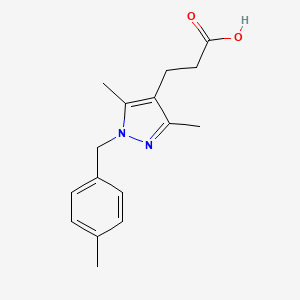 molecular formula C16H20N2O2 B1452197 3-{3,5-dimethyl-1-[(4-methylphenyl)methyl]-1H-pyrazol-4-yl}propanoic acid CAS No. 1154582-83-8