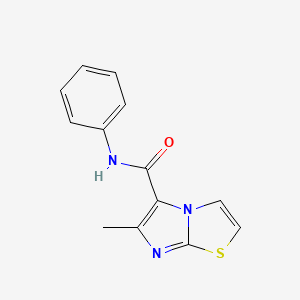 molecular formula C13H11N3OS B14522104 Imidazo[2,1-b]thiazole-5-carboxamide, 6-methyl-N-phenyl- CAS No. 62772-73-0