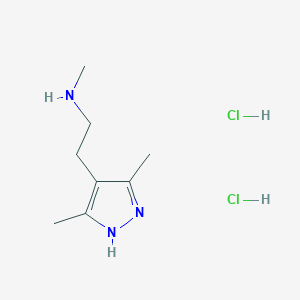 molecular formula C8H17Cl2N3 B1452219 3,5-Dimethyl-4-[2-(methylamino)ethyl]-1H-pyrazole dihydrochloride CAS No. 423176-42-5