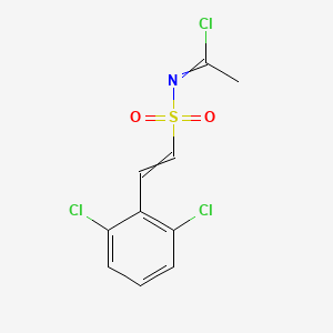 molecular formula C10H8Cl3NO2S B14522403 N-[2-(2,6-Dichlorophenyl)ethenesulfonyl]ethanimidoyl chloride CAS No. 62755-58-2