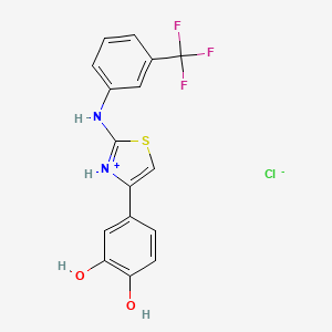 molecular formula C16H12ClF3N2O2S B1452257 4-(3,4-Dihydroxyphenyl)-2-[3-(trifluoromethyl)anilino]-1,3-thiazol-3-ium chloride CAS No. 1274903-94-4