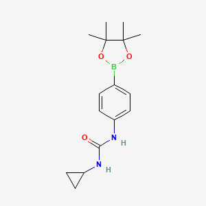 molecular formula C16H23BN2O3 B1452258 1-Cyclopropyl-3-(4-(4,4,5,5-tetramethyl-1,3,2-dioxaborolan-2-yl)phenyl)urea CAS No. 874297-79-7