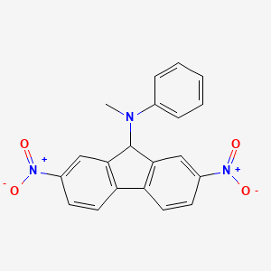 molecular formula C20H15N3O4 B14522596 N-Methyl-2,7-dinitro-N-phenyl-9H-fluoren-9-amine CAS No. 62799-37-5