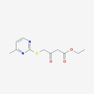 molecular formula C11H14N2O3S B1452262 Ethyl 4-[(4-methylpyrimidin-2-yl)thio]-3-oxobutanoate CAS No. 1170787-28-6