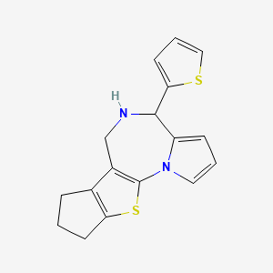 molecular formula C17H16N2S2 B1452264 4-(2-Thienyl)-5,6,8,9-tetrahydro-4H,7H-cyclopenta[4,5]thieno[3,2-f]pyrrolo[1,2-a][1,4]diazepine CAS No. 1171976-97-8
