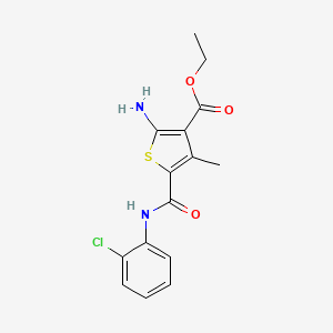 molecular formula C15H15ClN2O3S B1452276 Ethyl 2-amino-5-{[(2-chlorophenyl)amino]carbonyl}-4-methylthiophene-3-carboxylate CAS No. 1159694-98-0