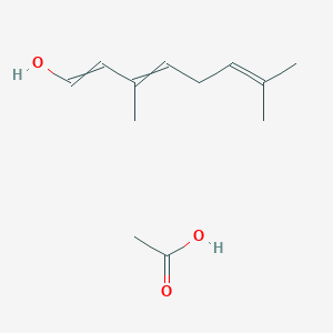 molecular formula C12H20O3 B14522793 Acetic acid--3,7-dimethylocta-1,3,6-trien-1-ol (1/1) CAS No. 62823-74-9