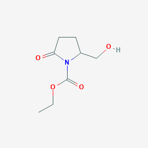 molecular formula C8H13NO4 B14522832 Ethyl 2-(hydroxymethyl)-5-oxopyrrolidine-1-carboxylate CAS No. 62400-76-4