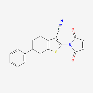 molecular formula C19H14N2O2S B1452313 2-(2,5-Dioxo-2,5-dihydro-1H-pyrrol-1-yl)-6-phenyl-4,5,6,7-tetrahydro-1-benzothiophene-3-carbonitrile CAS No. 920478-39-3