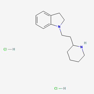 molecular formula C15H24Cl2N2 B1452329 1-[2-(2-Piperidinyl)ethyl]indoline dihydrochloride CAS No. 1220034-51-4