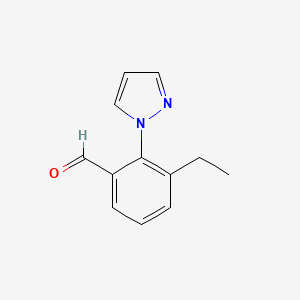 molecular formula C12H12N2O B1452330 3-Ethyl-2-(1H-pyrazol-1-YL)benzaldehyde CAS No. 1214622-44-2