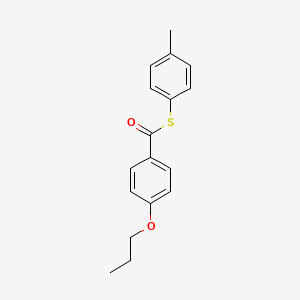 molecular formula C17H18O2S B14523372 S-(4-Methylphenyl) 4-propoxybenzene-1-carbothioate CAS No. 62525-85-3